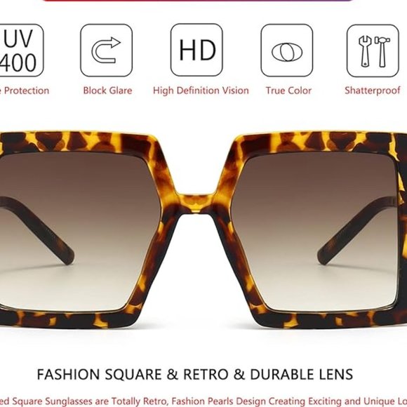Women square large frame sun glasses main image 5